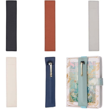 6 Pcs 6 Colors Elastic Band Pen Holder Imitation Leather Pen Sleeve Case Pouch Pen Protective Sleeve Pouch Single Pen Bag Case for Hardcover Journals Notebooks Planners