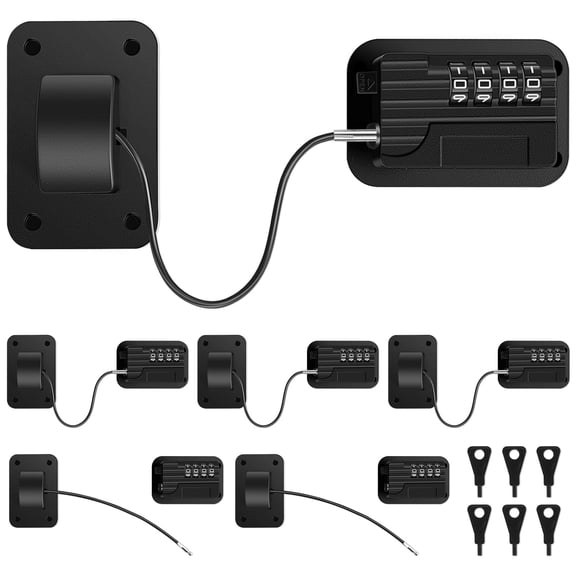 6 Pcs Combination Fridge Lock for Child Safety Keyless Refrigerator and Freezer Lock with Code for Kid Toddler and Children Black