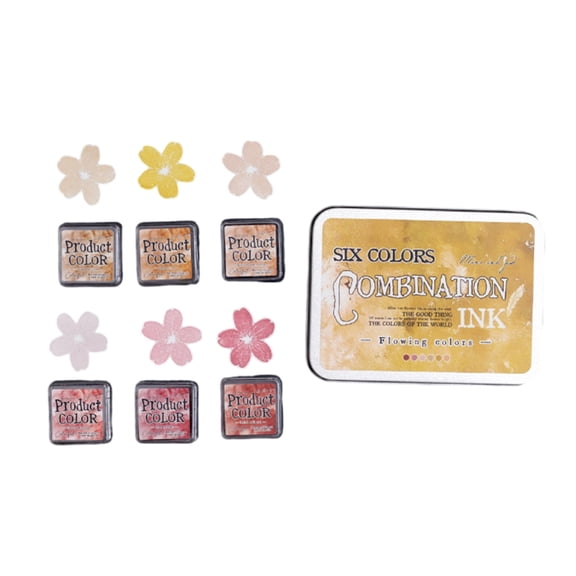 6 Pcs Combination Inkpad Flowing Colors Series Ink Pad Set Stamp Pad Set Journal Supplies For Art Crafts Office Use