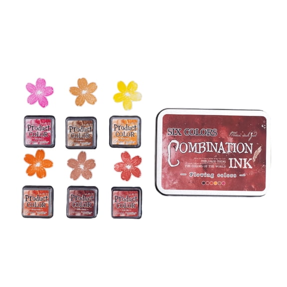 6 Pcs Combination Inkpad Flowing Colors Series Inks Pad Set Stamp Pad Set Journal Supplies For Art Crafts Use