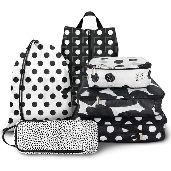 6 Pcs Compression Packing Cubes Travel for Suitcases, Luggage Organizer Nylon Washable Storage Bags Set - Packaging Cubes for Backpack Travel Perfect for Women Clothes Carry-Ons and Storage