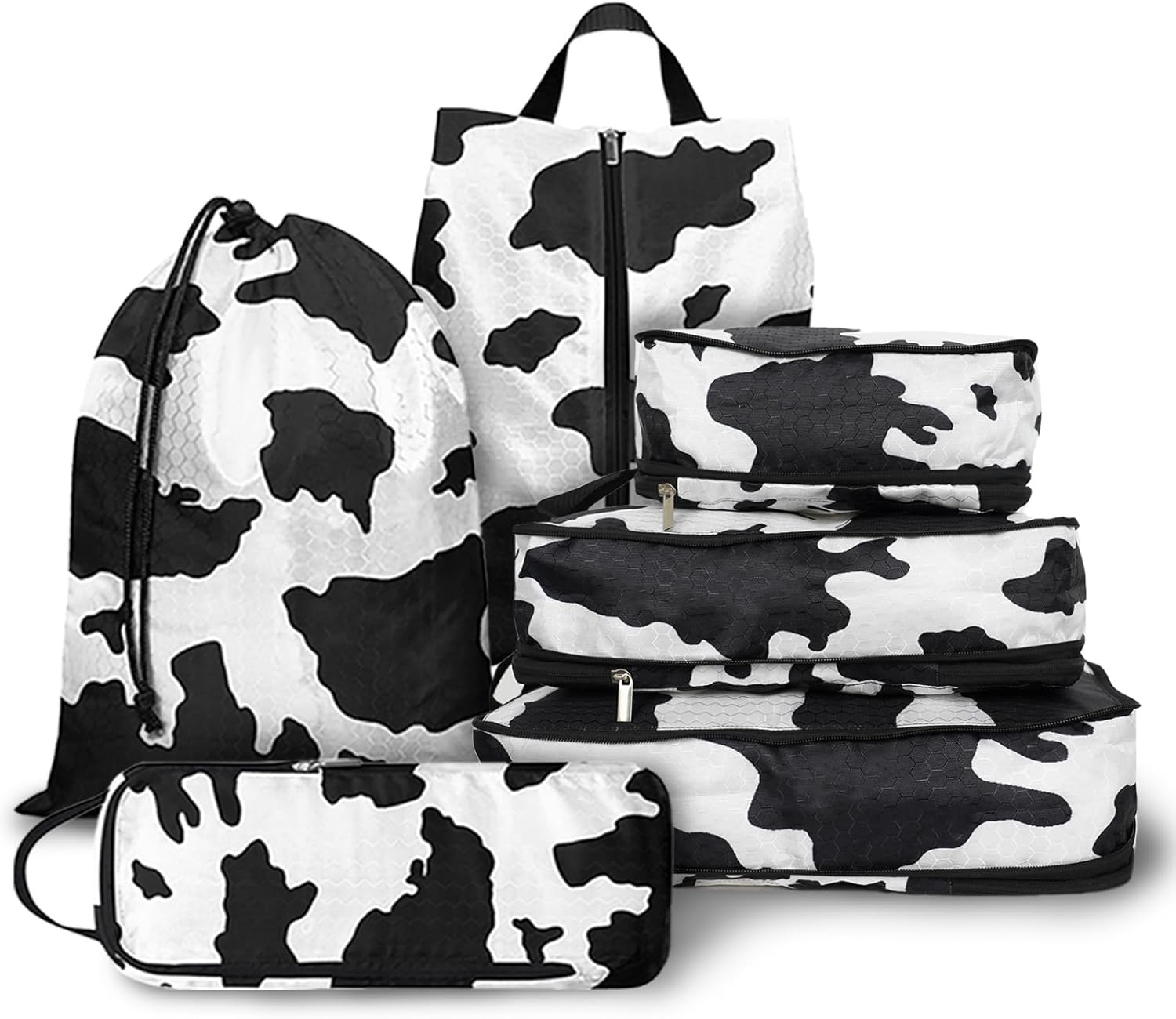 6 Pcs Compression Packing Cubes Travel for Suitcases, Luggage Organizer Nylon Washable Storage Bags Set - Packaging Cubes for Backpack Travel Perfect for Women Clothes Carry-Ons and Storage