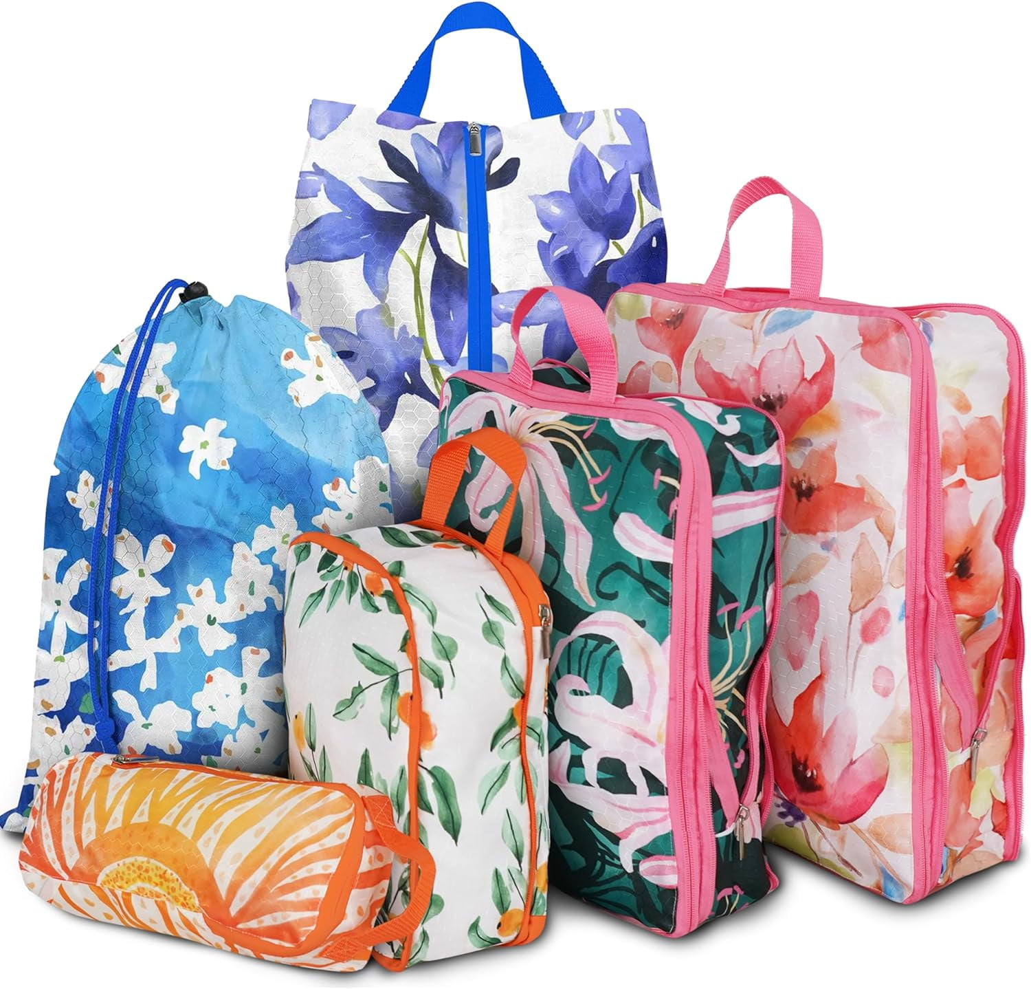 6 Pcs Compression Packing Cubes for Travel Suitcases, Waterproof Luggage Organizer Bags Set, Washable Packaging Cubes for Women Backpack Travel Perfect for Carry-Ons and Storage
