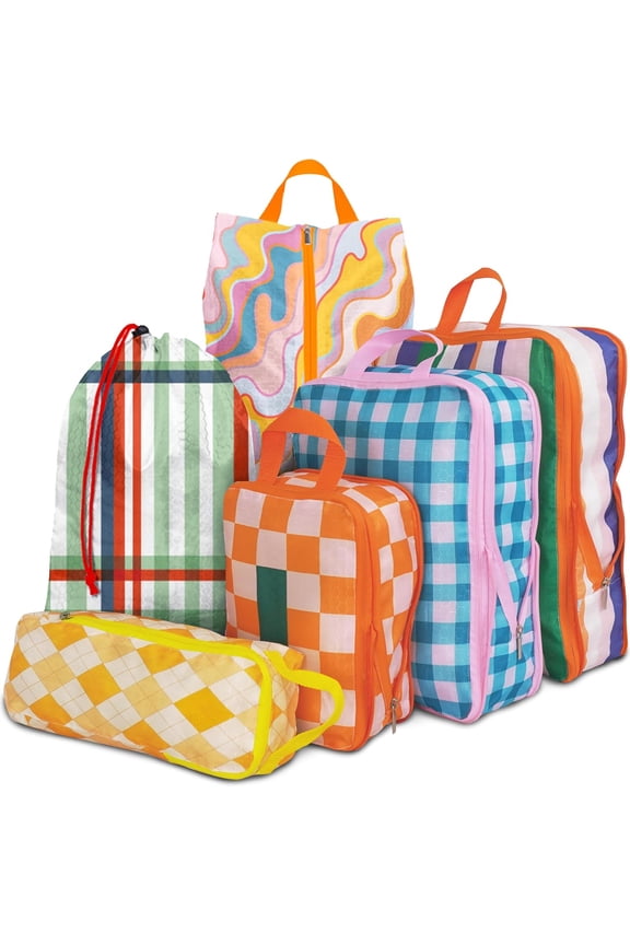 6 Pcs Compression Packing Cubes for Travel Suitcases, Waterproof Luggage Organizer Bags Set, Washable Packaging Cubes for Women Backpack Travel Perfect for Carry-Ons and Storage