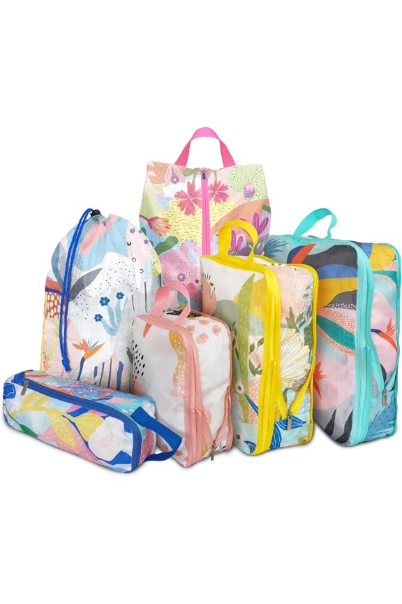 6 Pcs Compression Packing Cubes for Travel Suitcases, Waterproof Luggage Organizer Bags Set, Washable Packaging Cubes for Women Backpack Travel Perfect for Carry-Ons and Storage