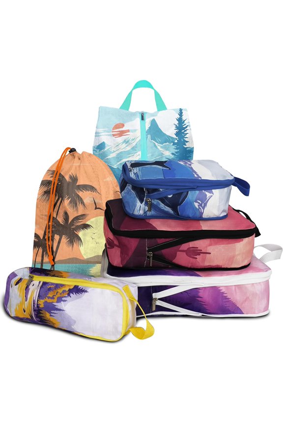 6 Pcs Compression Packing Cubes for Travel Suitcases, Waterproof Luggage Organizer Bags Set, Washable Packaging Cubes for Women Backpack Travel Perfect for Carry-Ons and Storage