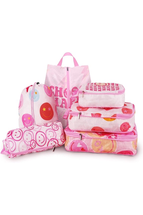 6 Pcs Compression Packing Cubes for Travel Suitcases, Waterproof Luggage Organizer Bags Set, Washable Packaging Cubes for Women Backpack Travel Perfect for Carry-Ons and Storage