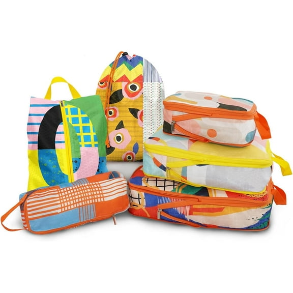 6 Pcs Compression Packing Cubes Travel for Suitcases, Waterproof Luggage Organizer Washable Storage Bags Set - Packaging Cubes for Backpack Travel Perfect for Carry-Ons and Storage