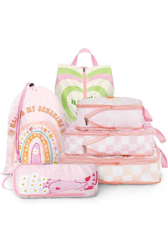 6 Pcs Compression Packing Cubes Travel for Suitcases, Waterproof Luggage Organizer Washable Storage Bags Set - Packaging Cubes for Backpack Travel Perfect for Carry-Ons and Storage