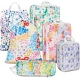 thumbnail image 1 of 6 Pcs Compression Packing Cubes Waterproof Suitcase Travel Bag Luggage Backpack Organizer Travel Cubes for Packing-Small Floral Print, 1 of 6