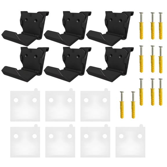 6 Pcs Controller Wall Mount Holder, Headset Wall Mount, Adhesive & Screws Installation Wall Mount, Space-Saving Design, Foldable Hanger for Game Consoles, Black
