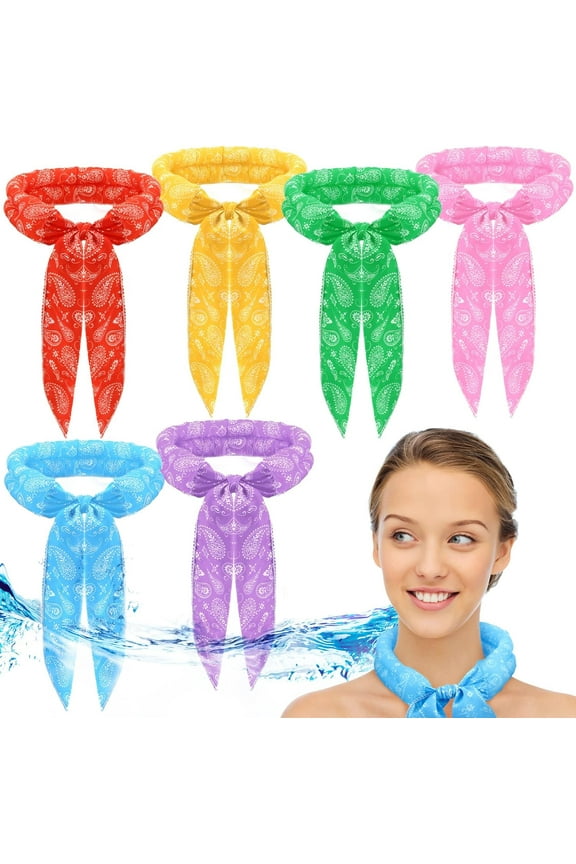 6 Pcs Cooling Neck Wraps Neck Cooler Scarf Cooling Bandana for Women Men Hot Weather Outdoor Activities Cooler