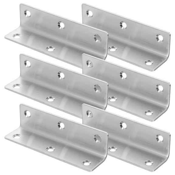 SHOWERORO 6Pcs Small Plated Silver L Brackets Heavy Duty Flat Angle Braces for Cabinet and Beds