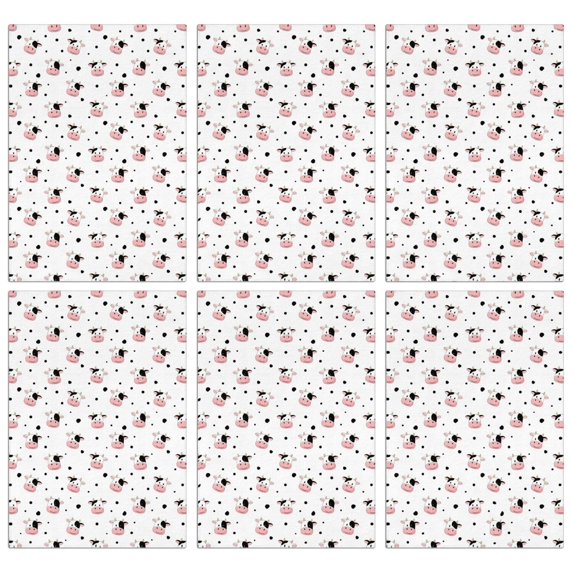 6 Pcs Cow and Dot White Pattern Funny Kitchen Towels, Microfiber Dish Towels, Kitchen Tea Towels Set 18" X 26"