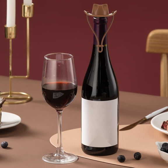 6 Pcs Cowboy Hat Silicone Wine Stopper Christmas Stocking Stuffer Kitchen Gadget Present for Men Funny White Elephant Santa Gag Present for Adult