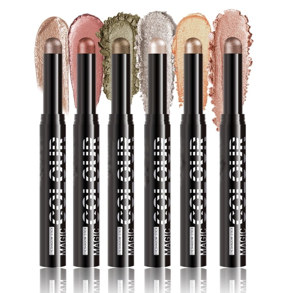 6 Pcs Cream Eye Shadow Sticks Makeup Kit for Women, Nude Beige Smoky Pale Rose Gold Rose Gold Champagne Gold Copper Shimmer Matte Eye Shadow Pencil for Eyes, Christmas Birthday Gifts for Women
