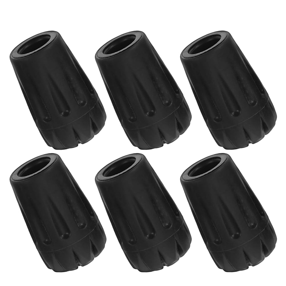6 Pcs Crutch End Mat Cane Protective Tips Replacement Canopy Connectors Poles Black