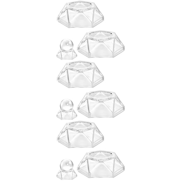 FUEENIRVA Transparent Acrylic Sphere Holder for Display - Clear Geometric Design, 6Pcs
