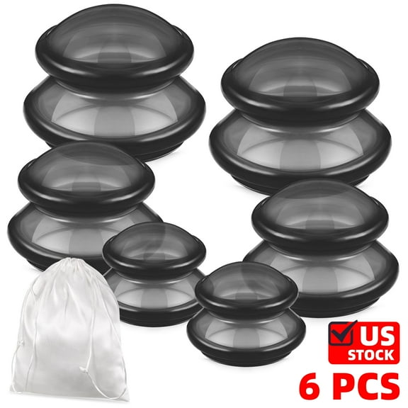 6 Pcs Cupping Jars Silicone Cupping Massage Therapy Cups Set for Muscle Soreness,  Includes storage bag
