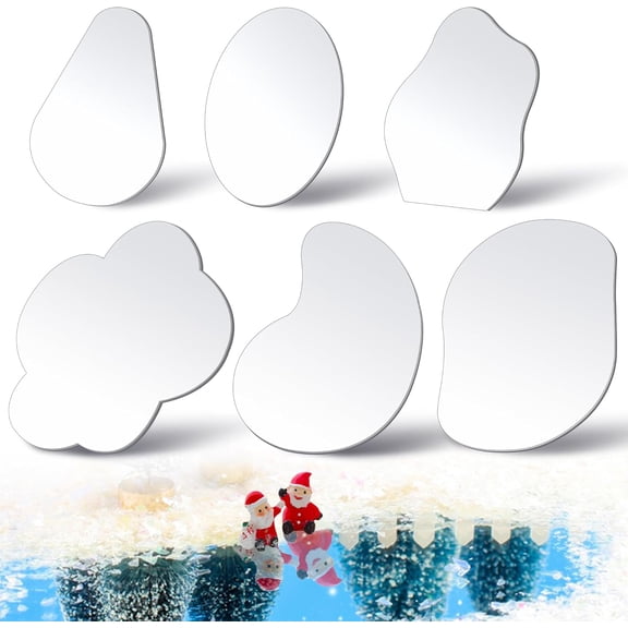 6 Pcs Curved Miniature Christmas Village Mirror Lakes Mixed Size Pond Ice Accessories For Holiday Landscaping Decor