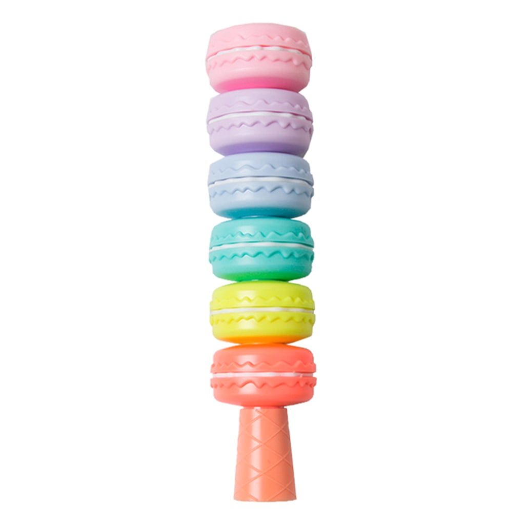 6 Pcs Cute Macaron Highlighter Detachable Combinable Mini Highlighter 6 Colors Paint Maker Pen Set Great Gloss High