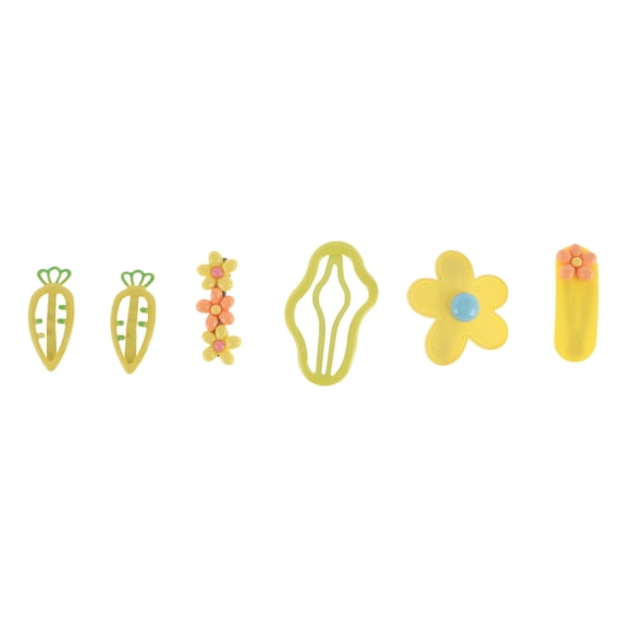 6 Pcs Cute Radish Cloud Hair Clips Hairdo Clips for Girls for Children Yellow