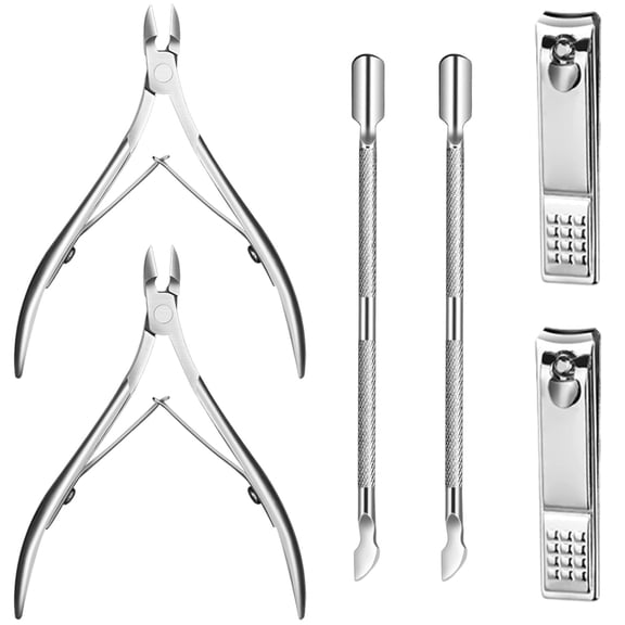 6 Pcs Cuticle Trimmer Cuticle Pusher Stainless Steel Cuticle Nipper Cuticle Remover Tool Kit Professional Cuticle Cutter for Fingernails and Toenails Manicure Pedicure Set
