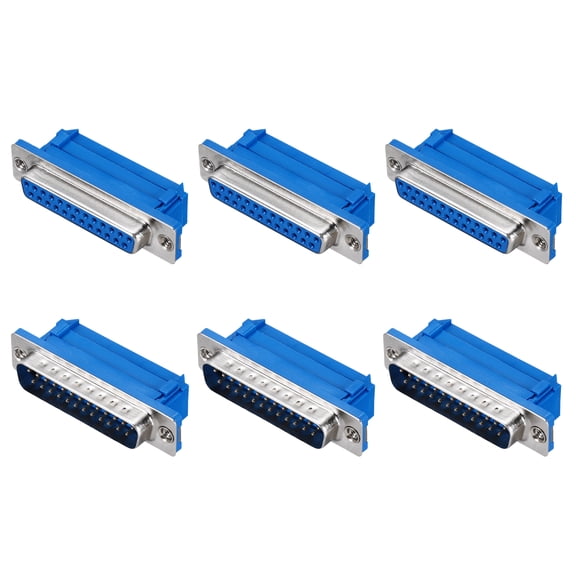 6 Pcs D-sub Connector DB25 25-pin 2-Row Male Female Serial Port Terminal Breakout