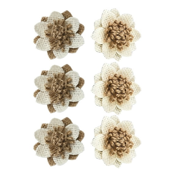 6 Pcs DIY Accessories Burlap Rose Flower Assorted Flowers Manual Vintage Jute Rope