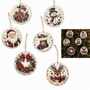 6 Pcs DIY Diamond Painting Christmas Wooden Ornaments Kit,with Rope,Christmas Tree Hanging Decorations,Home Decor for Window, Holiday Art Craft Gift