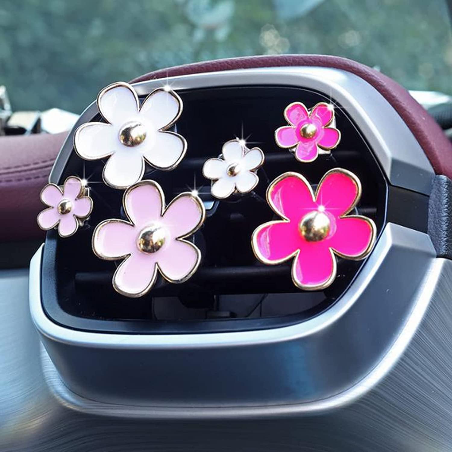 8Pcs Colorful Flower Car Air Freshener Chips – Hanging Scented Diffuser For Car Vent, Home, Bag, Purple Green Daisy - View #6