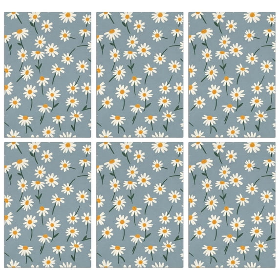 6 Pcs Daisy Pioneer Flower Blue Pattern Funny Kitchen Towels, Microfiber Dish Towels, Kitchen Tea Towels Set 18" X 26"