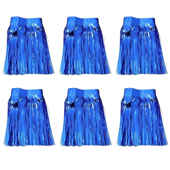 6 Pack Dark Blue Metallic Tinsel Backdrop Curtains - 118"x12" Shimmer Fringe Garland for Party, Wedding, Photo Booth & Birthday Decor
