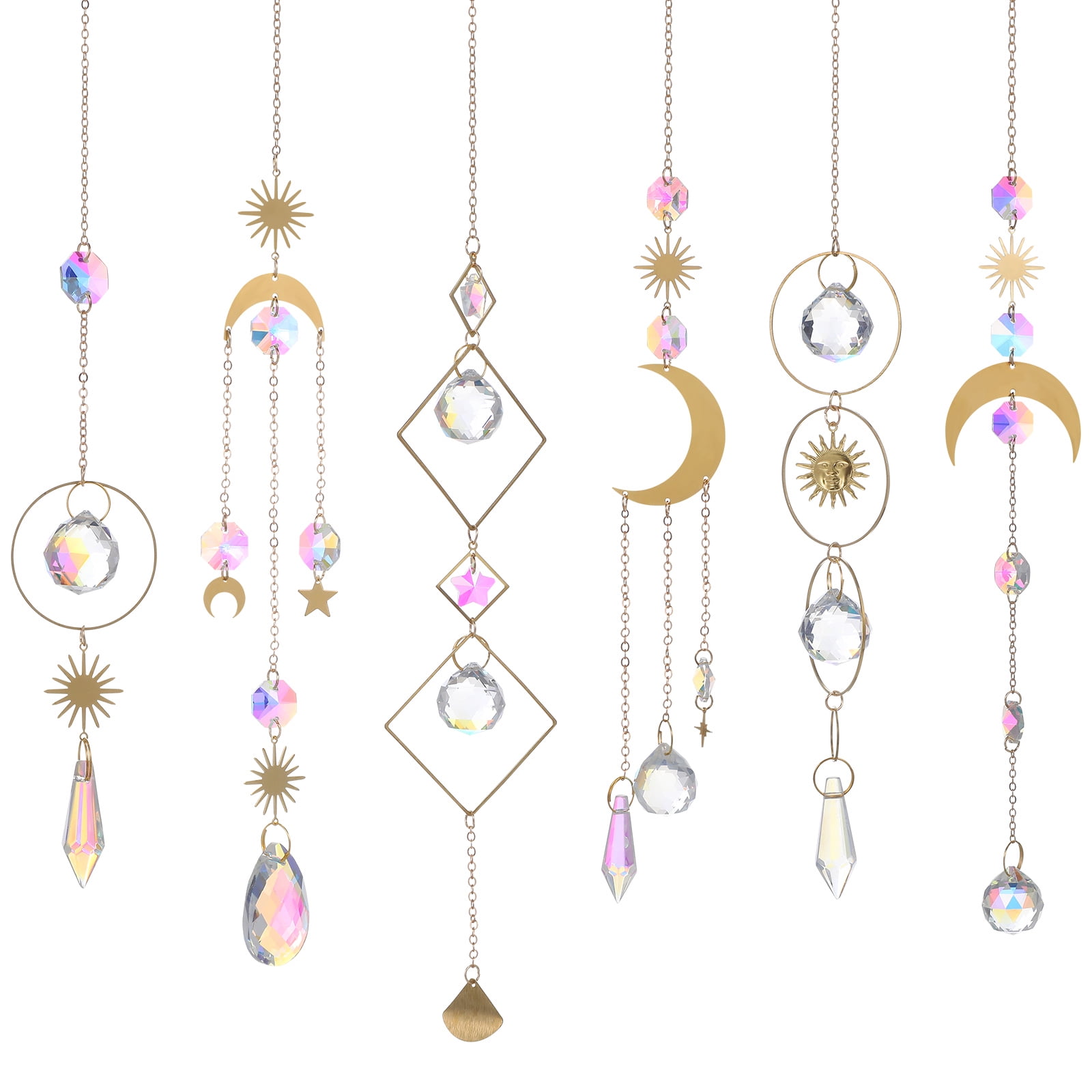 6 Pcs Decor Ornament Crystal Rainbow Sun Catchers Suncatcher Car Visor