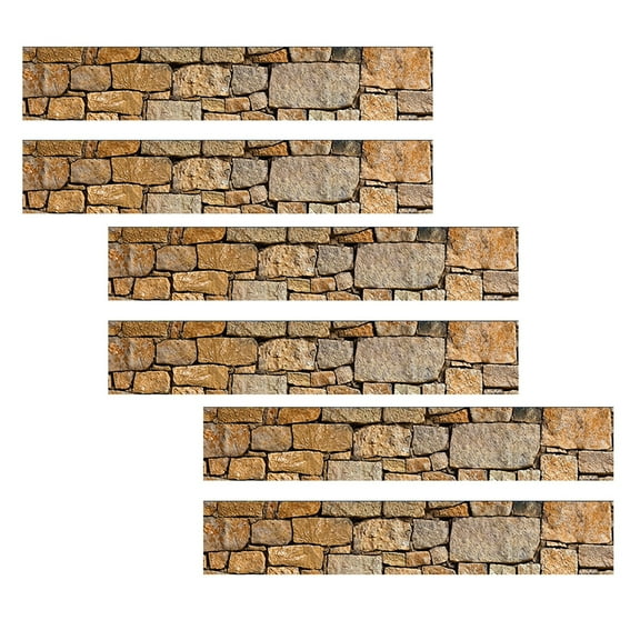 Stylish Stairs Stickers with Creative Stone Pattern for Decor Made of Durable PVC Khaki 6pcs