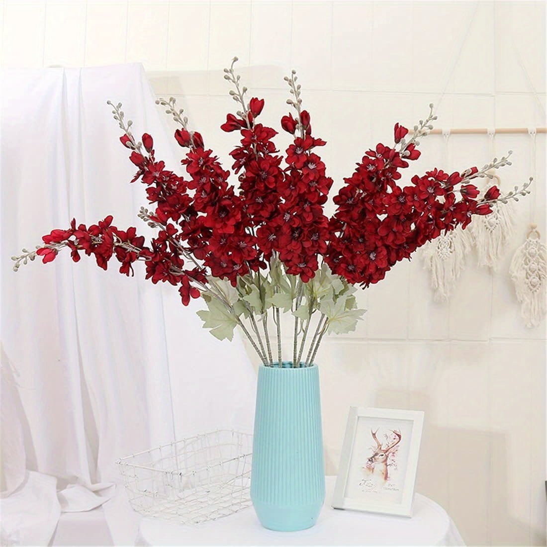 6 Pcs Delphinium Artificial Flowers for Tall Vase Larkspur Fake Flowers ...