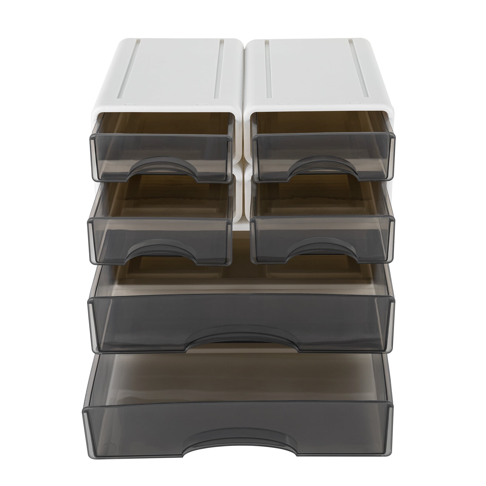 Shangmakel 6 Pcs Desk Organizer Office Storage Box with 6 Drawers Plastic Drawers Organizer Stackable Storage Drawers for Office Supplies, Pencils, Markers