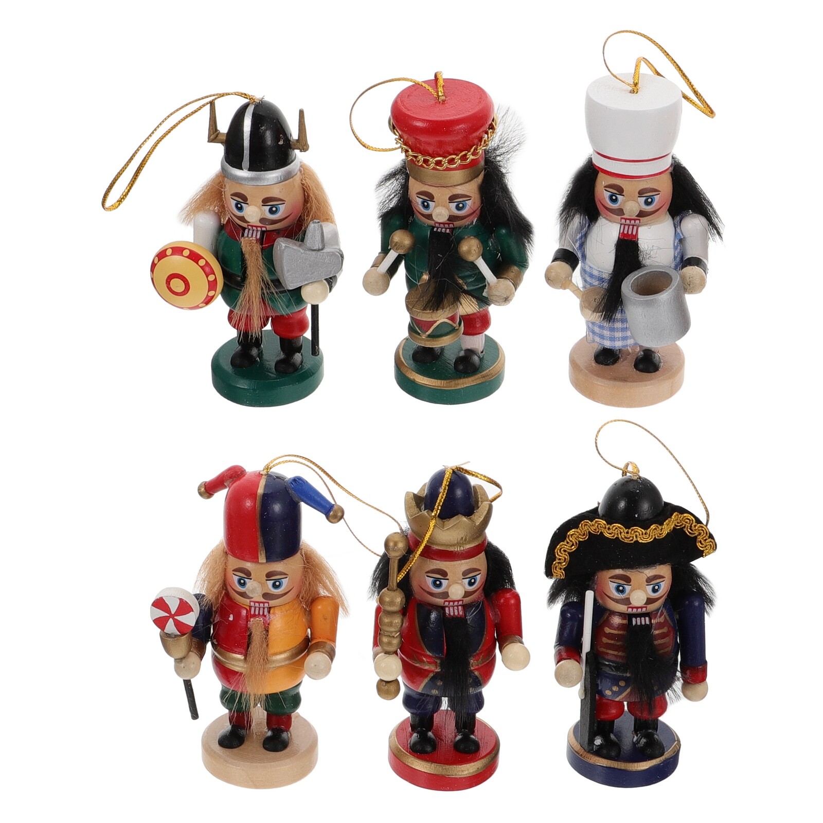 6 Pcs Desktop Decor Tablescape Nutcracker Nativity Clown Hanging