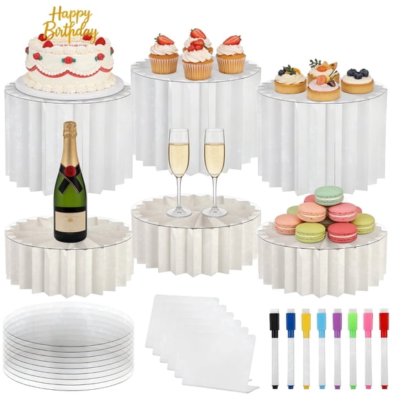 6Pcs Foldable Food Display Risers, Dessert Display Cake Stands, Buffet Risers Set for Desserts, Food