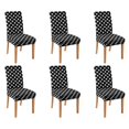 thumbnail image 1 of 6 Pcs Dining Chair Slipcover High Stretch Removable Washable Chair Seat Protector Cover for Home Party Hotel Wedding Ceremony, Universal Size (black & White Dots), 1 of 4