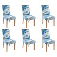 thumbnail image 1 of 6 Pcs Dining Chair Slipcover High Stretch Removable Washable Kitchen Chair Slipcovers for Home Party Hotel Wedding Ceremony, Universal Size (bule & Gold Marble), 1 of 5