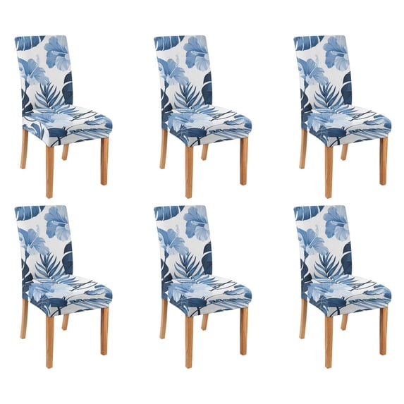 6 Pcs Dining Chair Slipcover High Stretch Removable Washable Kitchen Chair Slipcovers for Home Party Hotel Wedding Ceremony, Universal Size (tropical Plant)