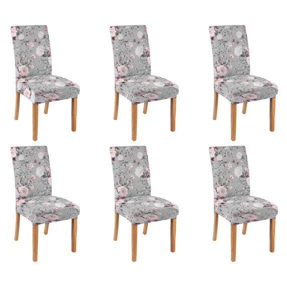 6 Pcs Dining Chair Slipcover Spandex Super Fit Stretch Removable Washable Kitchen Chair Slipcovers for Home Party Hotel Wedding Ceremony, Universal Size (rose Flowers)