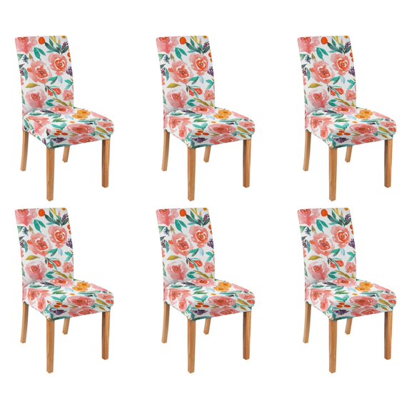 6 Pcs Dining Chair Slipcover Stretch Dining Chair Cover Removable Washable Chair Seat Protector Cover for Home Party Hotel Wedding Ceremony, Universal Size (Pioneer Flower)