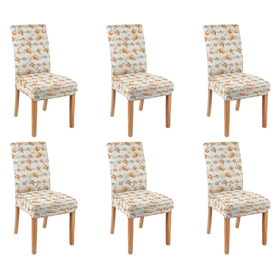6 Pcs Dining Chair Slipcover Stretch Dining Chair Cover Removable Washable Chair Seat Protector Cover for Home Party Hotel Wedding Ceremony, Universal Size (fall Pumpkin)