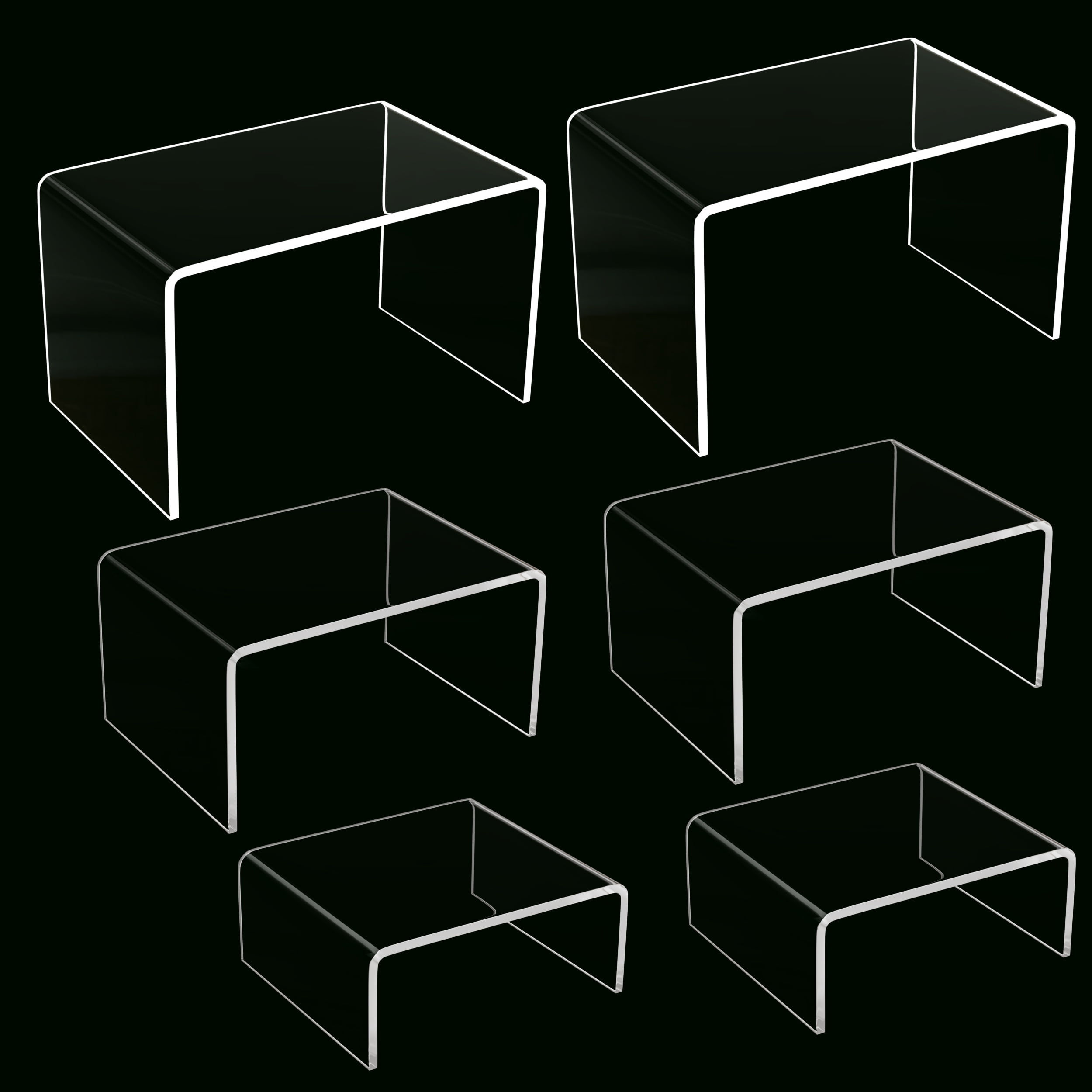 6 Pcs Display Stands,Crystal Clear Acrylic Display Riser,Display Cases for Collectibles Cake Dessert for Wedding, Party