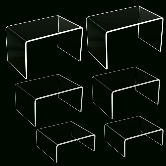 6 Pcs Display Stands,Crystal Clear Acrylic Display Riser,Display Cases for Collectibles Cake Dessert for Wedding, Party