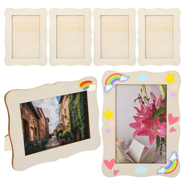 RYKOMO 6 PCS DIY Wood Picture Frames Unfinished Wood Photo Picture