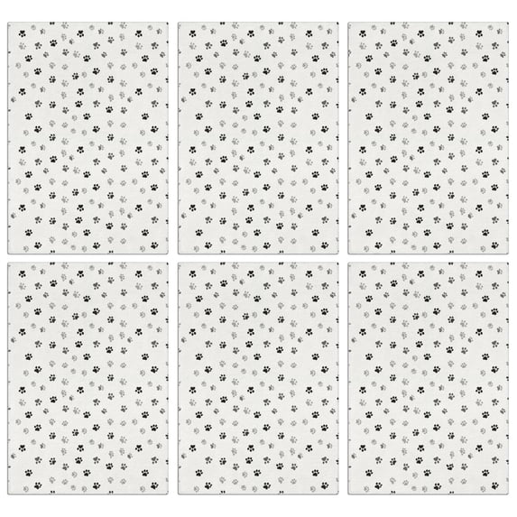 6 Pcs Dog Paw Print Gray White Pattern Funny Kitchen Towels, Microfiber Dish Towels, Kitchen Tea Towels Set 18" X 26"