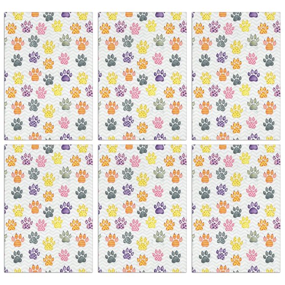 6 Pcs Dog Paw Print Rainbow Chevron Pattern Funny Kitchen Towels, Microfiber Dish Towels, Kitchen Tea Towels Set 18" X 26"